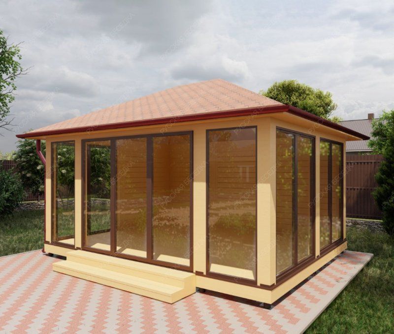 Застекленная беседка АННЭТ 4х5