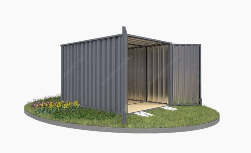 Хозблок Секционный   с плоской крышей, торцевой дверью и полом из OSB