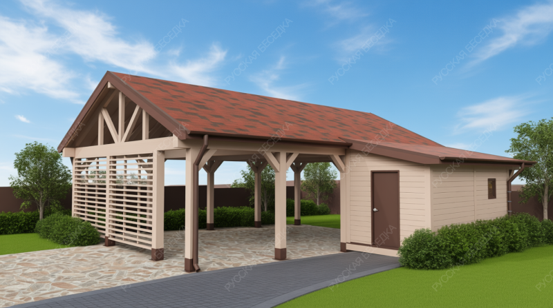 Навес для автомобилей с хозблоком САНРЕМО