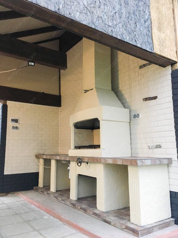 Печь № 22 — Печь барбекю с печью под казан, мойкой и рабочим столом